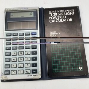 Vintage Texas Instruments Light Powered Calculator TI-30SLR W/Cover & Guide 1982